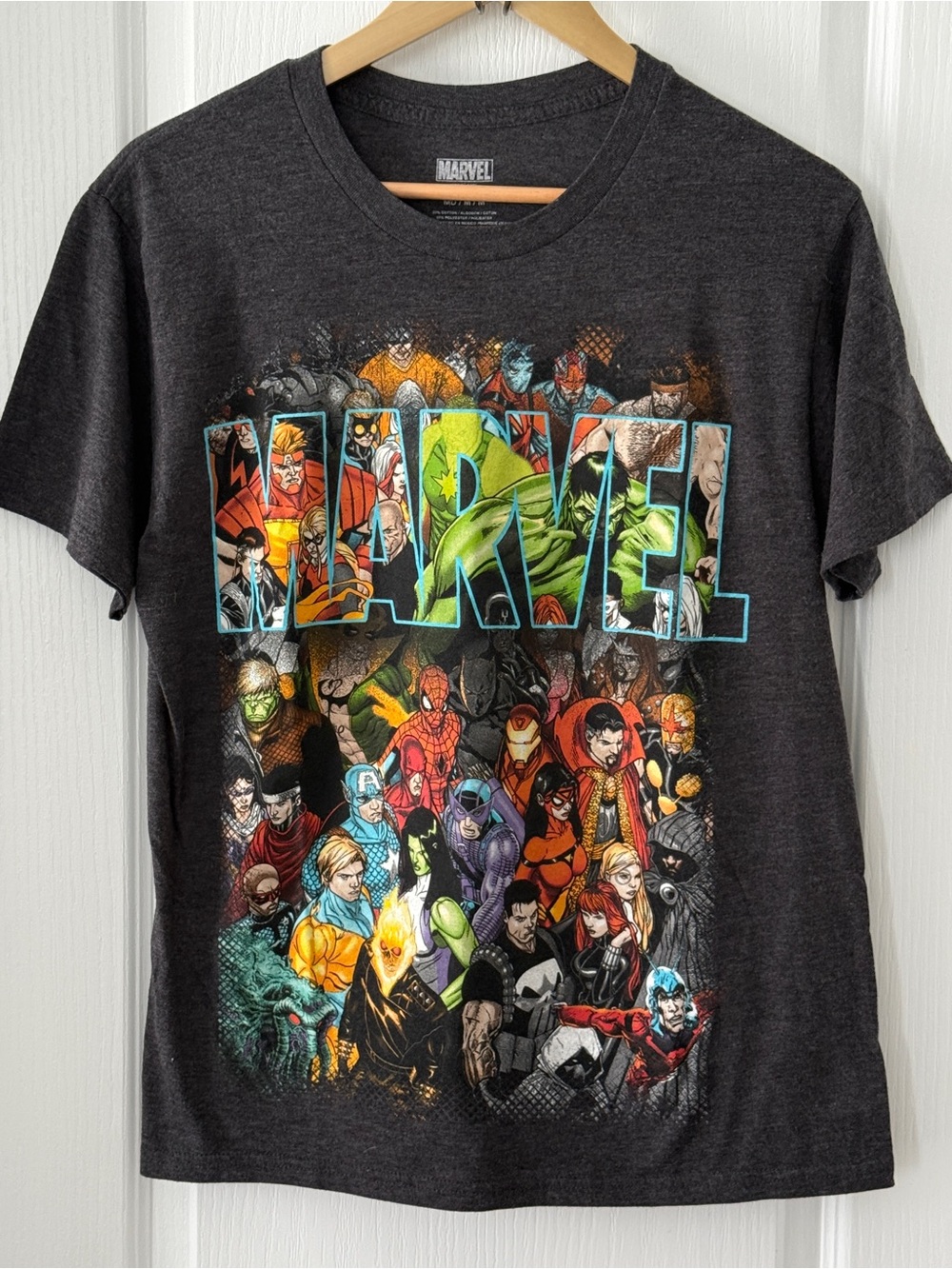 Marvel Civil War Mad Engine All Characters T-Shirt Tee Short Sleeve Grey Size M